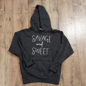 Women's Charcoal Hoodie Savage and Sweet